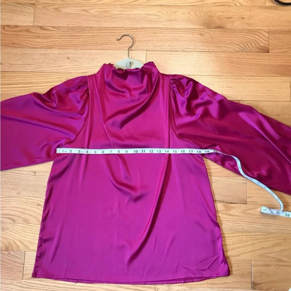 NWOT Joy Magenta Purple Satin Blouse - Picture 7 of 13